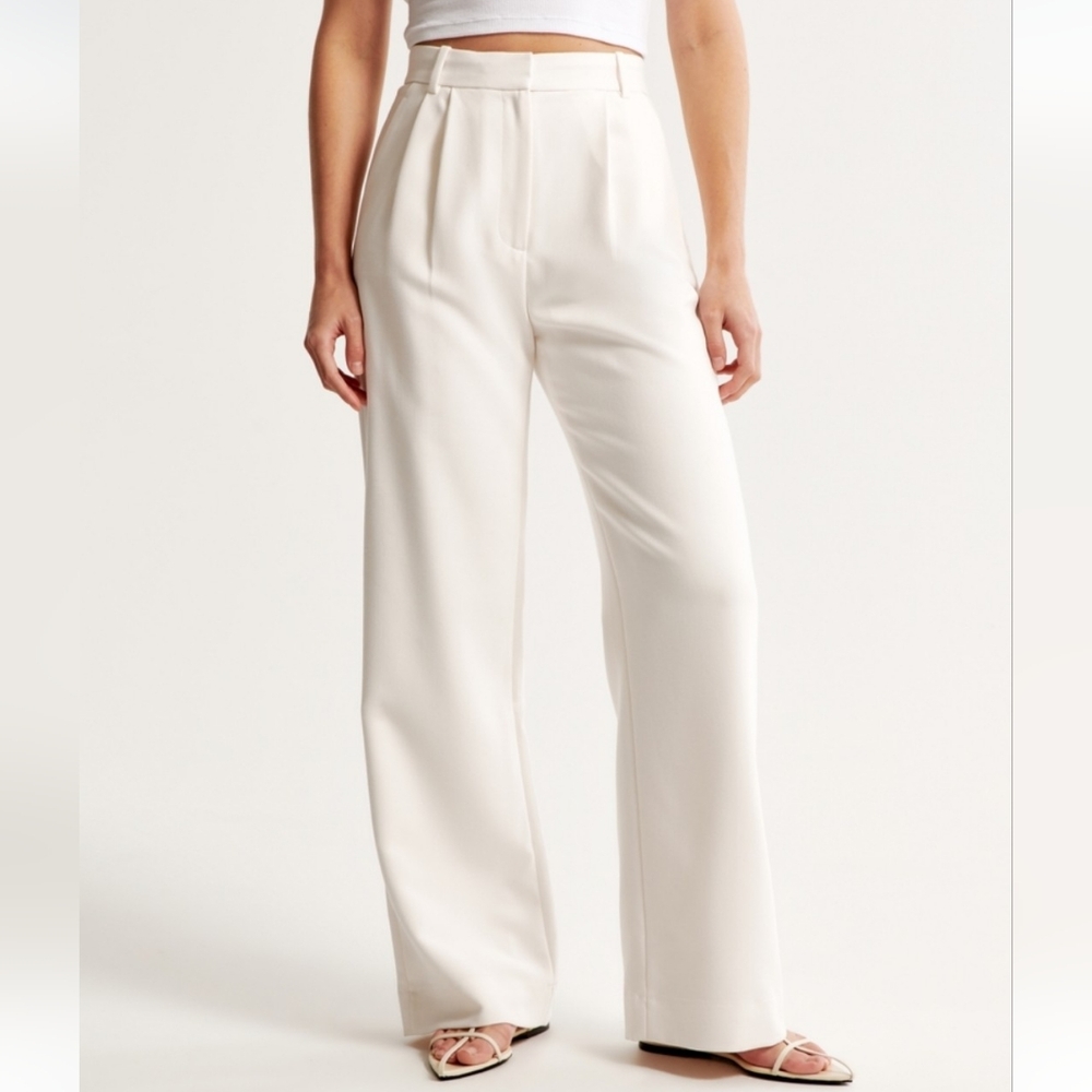 ABERCROMBIE & FITCH Women's Sloane High Rise Wide Leg Trousers Size 34 LONG